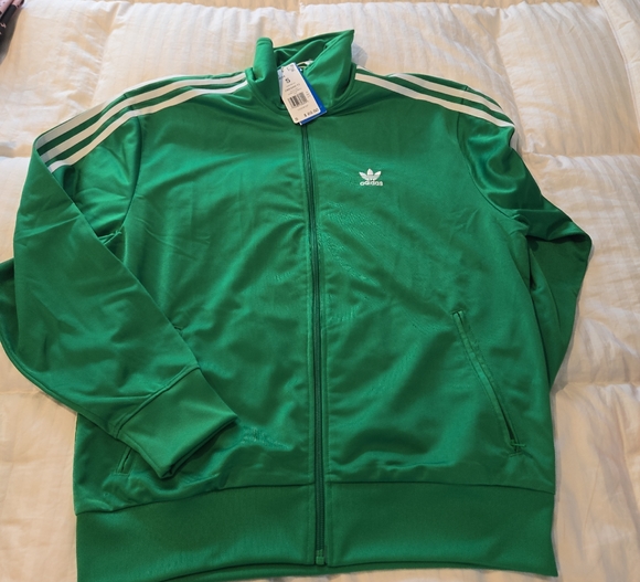adidas Originals Jackets & Blazers - Adidas Originals Green Varsity Jacket with Iconic Stripes